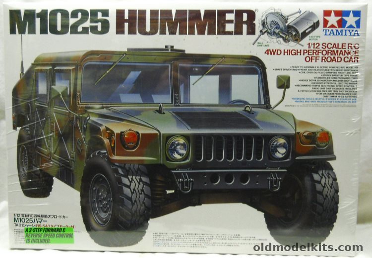 Tamiya 1/12 M1025 Hummer Radio Controlled With 3 Step Forward and Reverse Speed Control And Four Wheel Drive, 58154-18800 plastic model kit